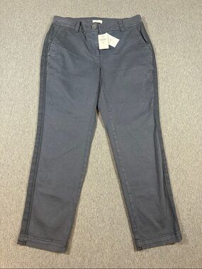 J. Jill Ankle Pants Women 6P Navy Blue Cotton Rayon Stretch Side Stripe 284802